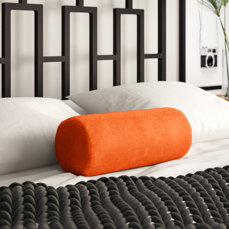 Polyester Bolster Pillow with Removable Cover and Insert, Orange