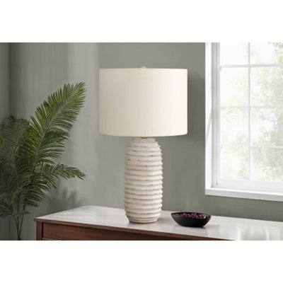 28" Transitional Cream Resin Table Lamp with Ivory/Cream Shade for Vintage Charm