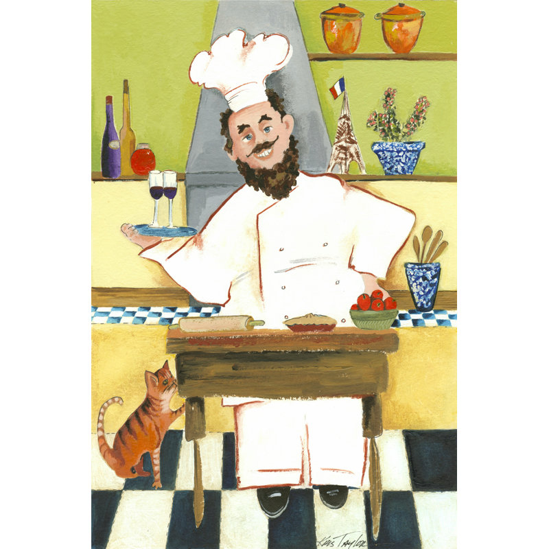 Jolly French Chef by Kris Taylor - Wrapped Canvas Painting, 30cm H x 20cm W x 3.8cm D