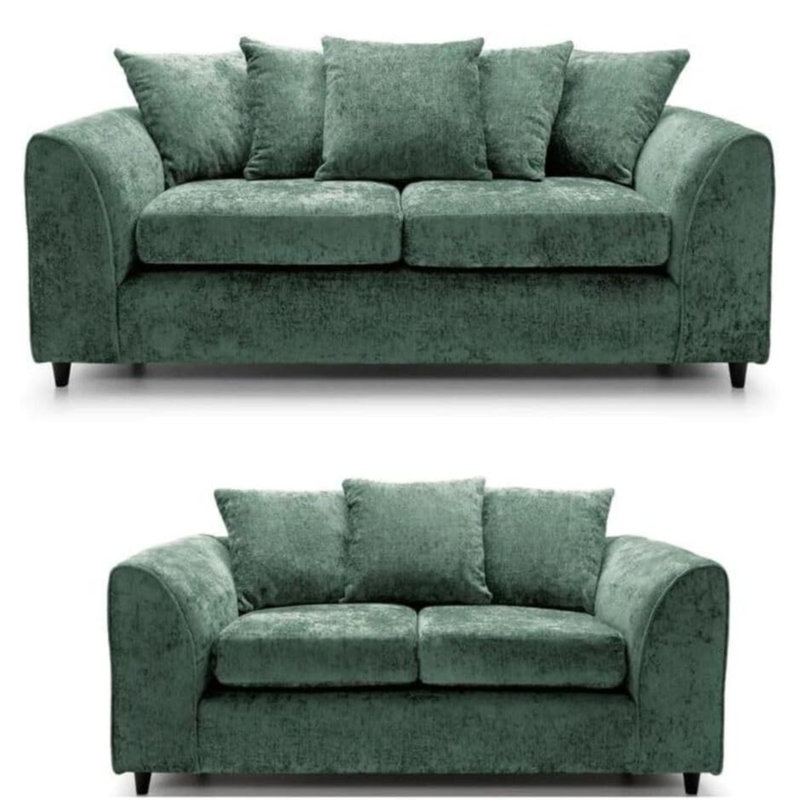 Living Room & Bedroom Seating Chenille 3+2 Seater Living Room Sets, Green