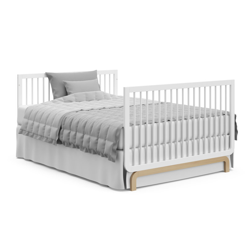 Lit de bébé convertible 5-en-1 Santorini, Blanc / Bois flotté, Lit à barreaux