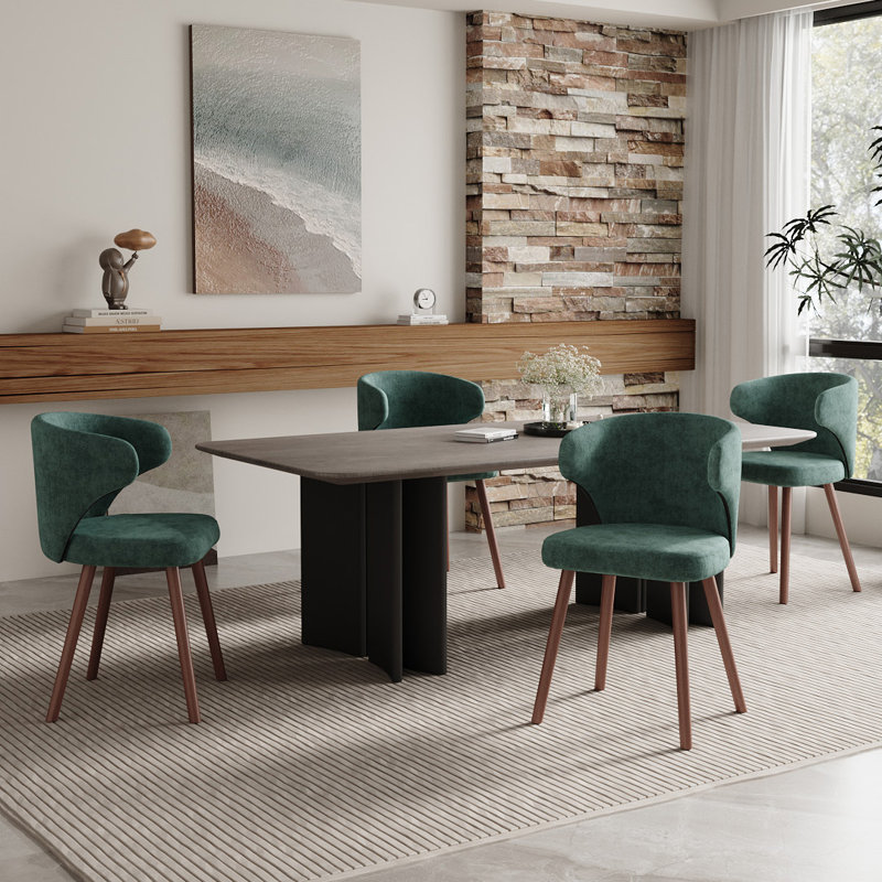 35cm H Upholstered Back Side Chair, Green