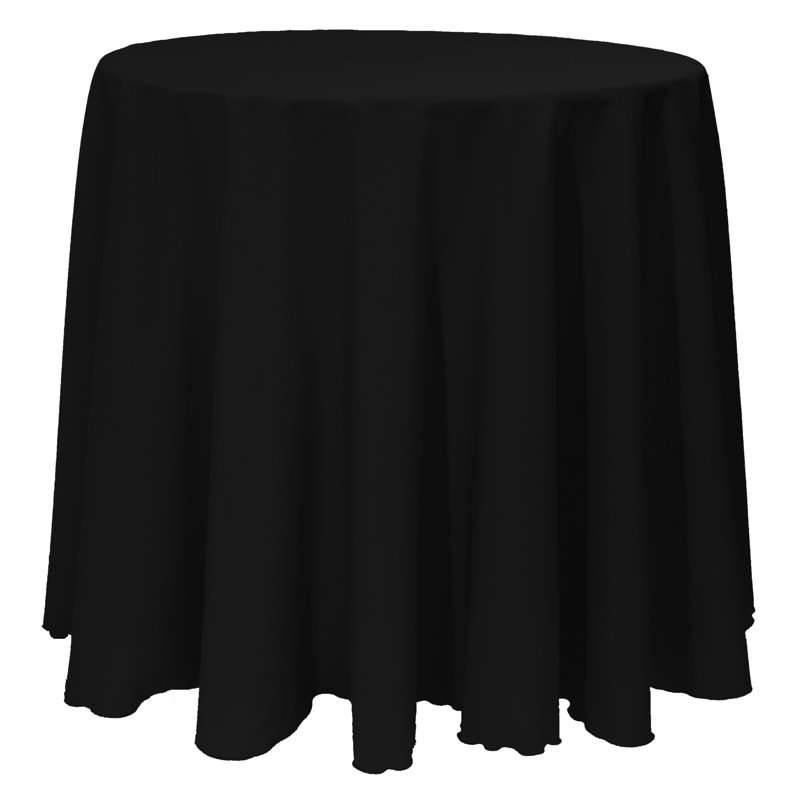 Solid Color Round Tablecloth, 108" x 108", Black