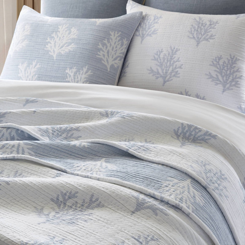Ensemble de literie réversible bleu, couette en mélange de coton pour chambre à coucher (grand lit, lit double).