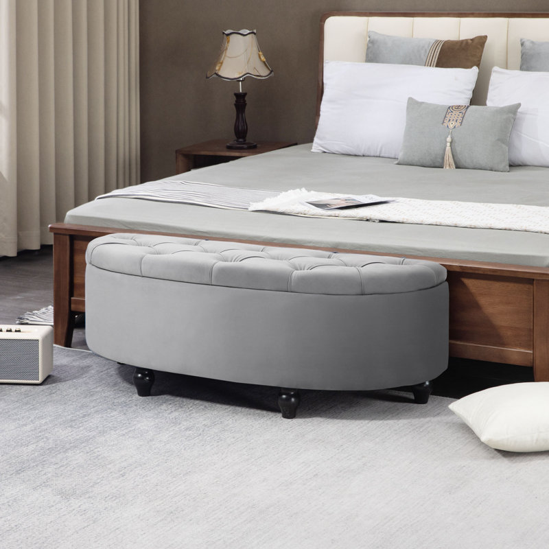 Attalla 120cm Wide Tufted Round Solid Colour Standard Ottoman with Storage