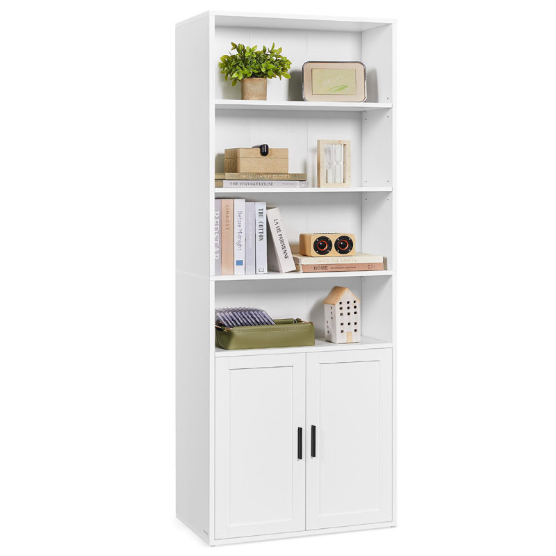Bookcase, 6-Tier Tall Bookshelf, Book Shelf With Doors, Shelving Unit, 24 X 60 X 175 Cm, For Living Room, Home Office, Dinning Room