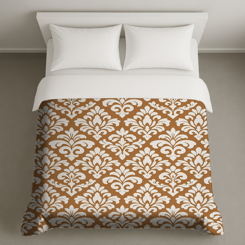 Housses de couette blanches à motif damassé, King