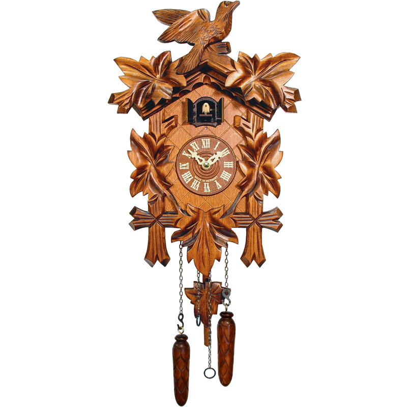 Horloge murale coucou sculptée forêt à pile