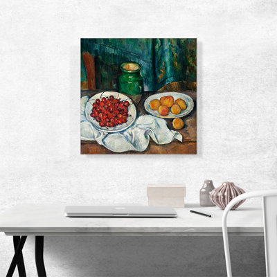 «Still Life with Cherries and Peaches 1887» par Paul Cezanne, reproduction d'art sur toile tendue