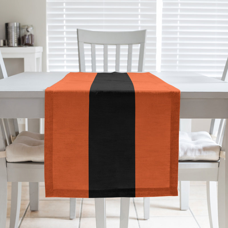 Chemin de table, Baltimore, 90 po x 16 po, Orange / noir jais