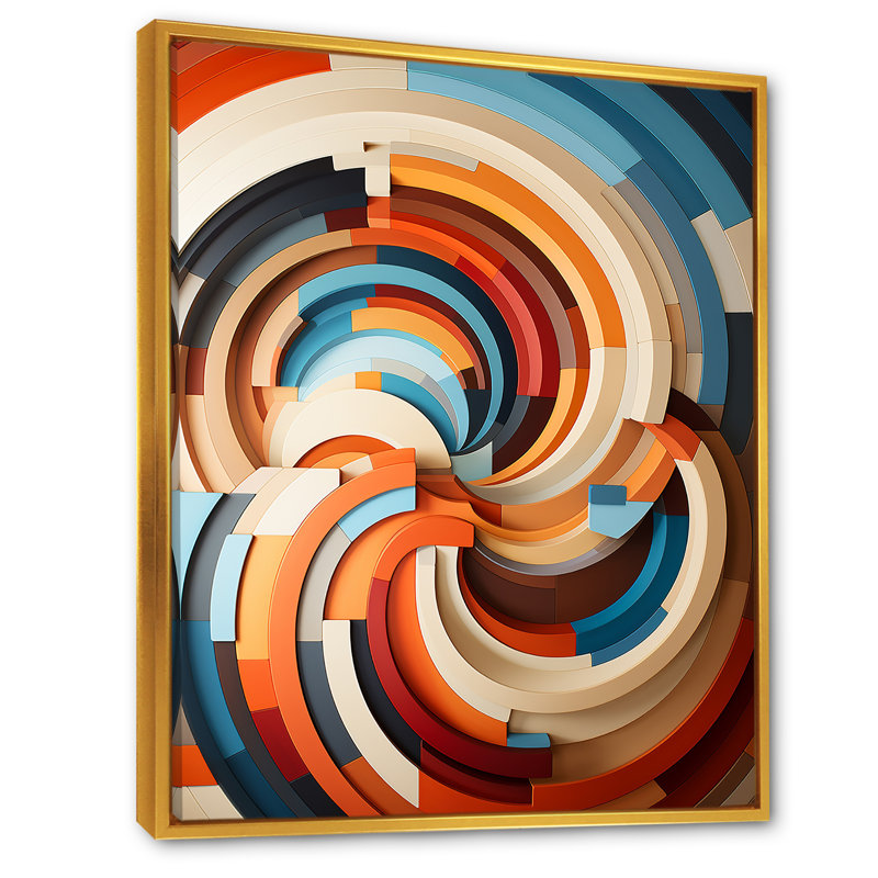 Echoing Ellipse Beige Geometric Frequency II - Geometric Wall Art, Gold Floater Framed, 40" H x 30" W x 1.5" D
