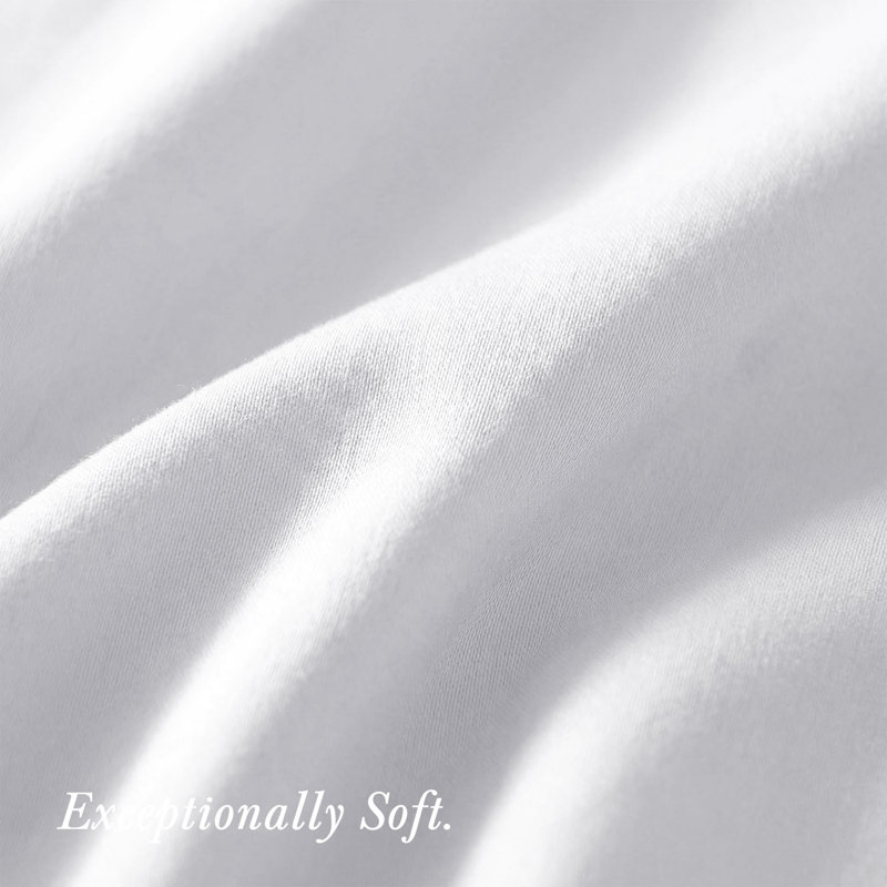 Ensemble de draps 100% coton égyptien 400 fils Threadmill, Ensemble de draps pour grand lit avec 2 taies d'or, Blanc