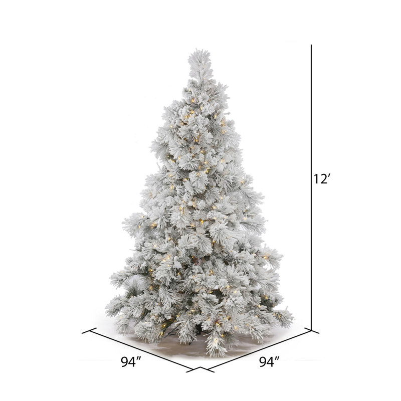 Alberta Flocked Artificial Christmas Tree, Warm White LED, 12' H