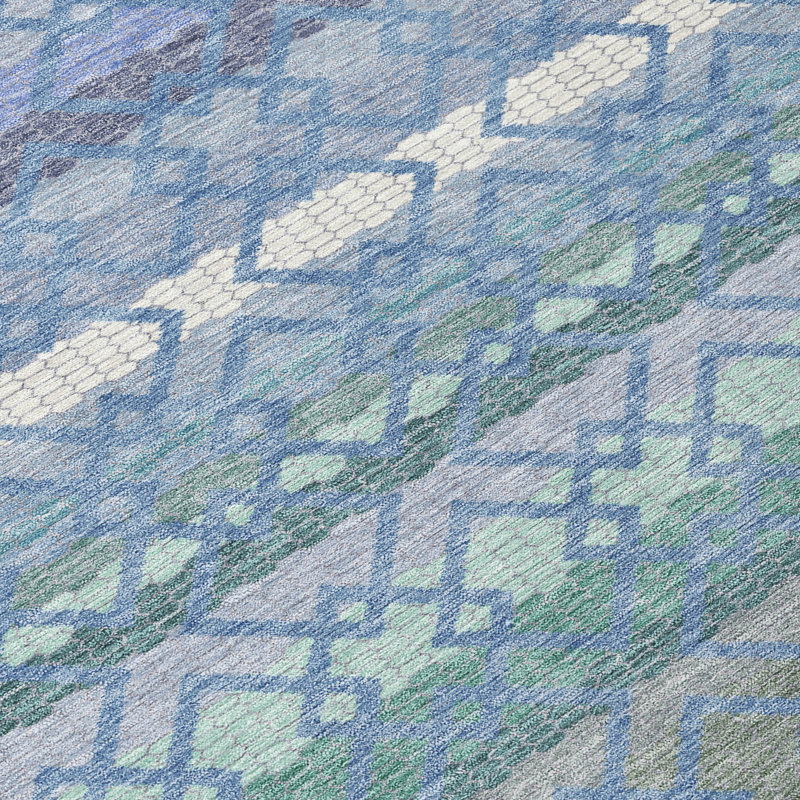Machine Washable Indoor/Outdoor Chantille ACN2531 Stripes Rug, Denim, Rectangle 9' x 12'