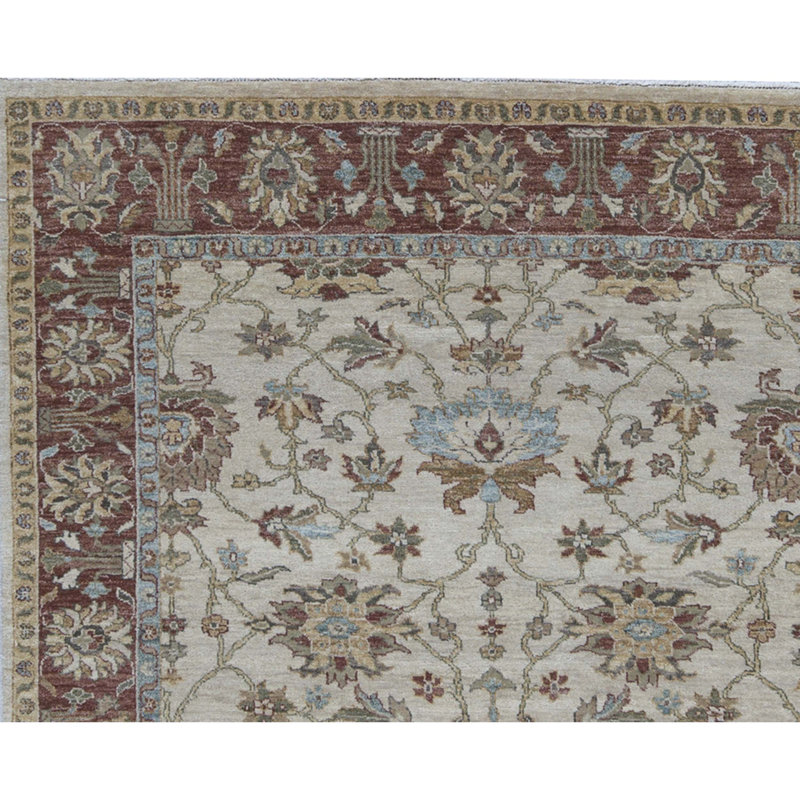 Ziegler Wool Oriental Area Rug in Ivory/Brown, Rectangle 6'1" x 8'11"