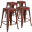 Tabouret à hauteur de comptoir 24 po intérieur / extérieur en métal avec siège carré-1214741086-1229010922-1229010927
