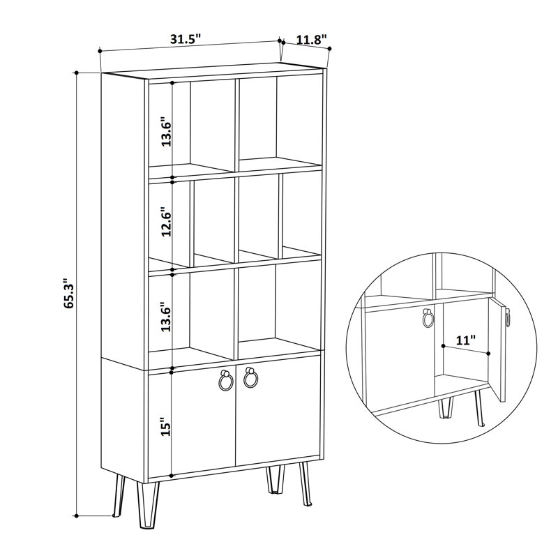 Bibliothèque standard H 65,35 "x l 31,5" Danny, Chêne / blanc