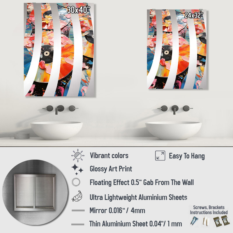 Geovonnie - Miroir mural à disques compacts MIR133154, 32 po x 24 po