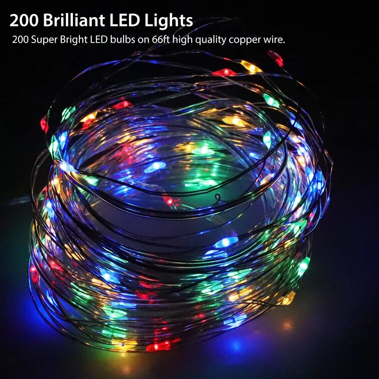 200 LED Solar String Lights Outdoor, 65.6ft Solar Fairy Lights, Waterproof  Decorative Lighting for Garden, Patio, RGB 