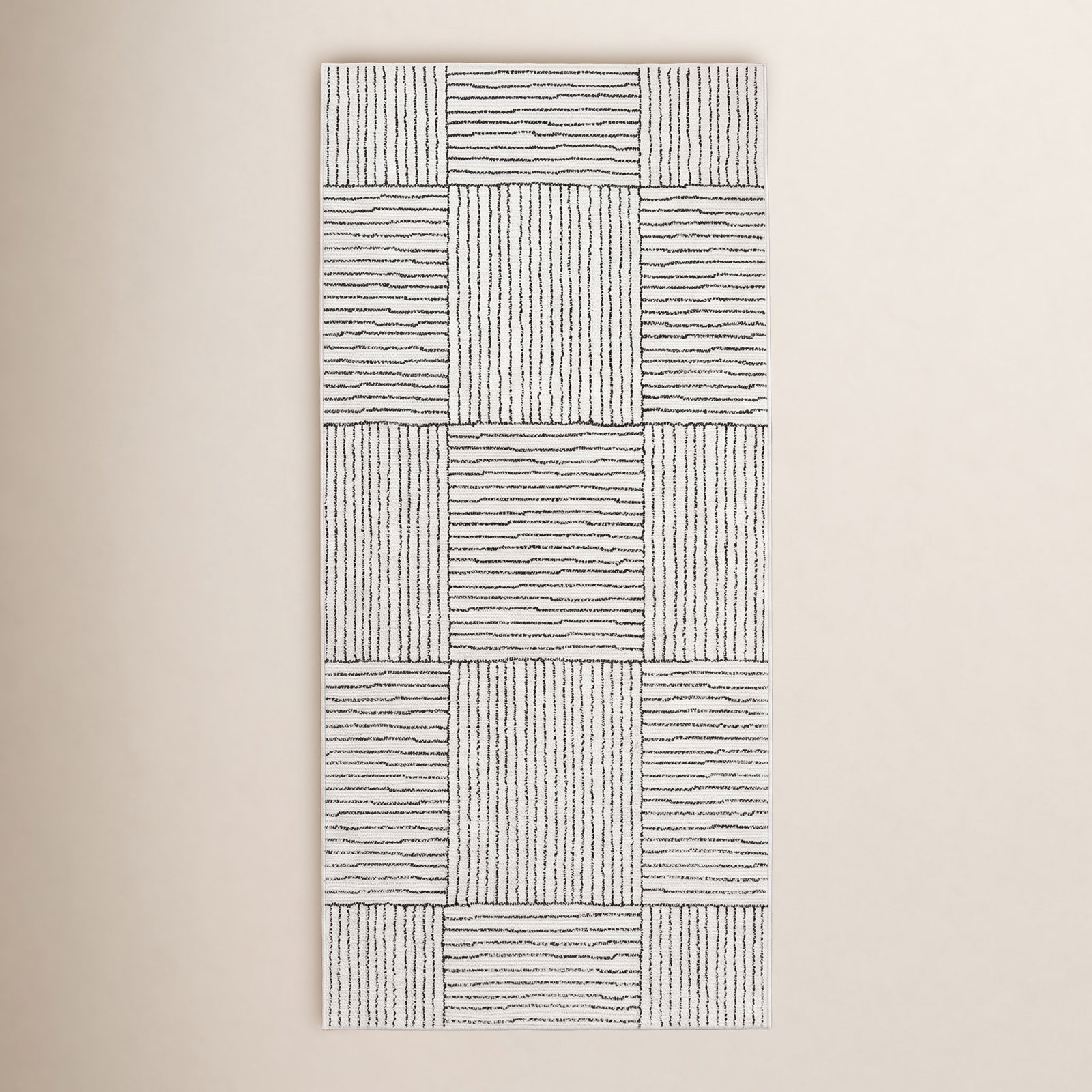 Galey Alix x Livabliss Architect Abstract Rug, Ivory/Dark Brown, Runner 2'8" x 7'3"
