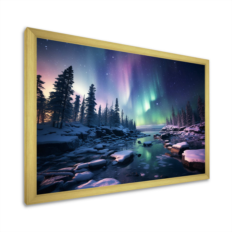 Canada Lumière polaire II sur toile, H 12 po x l 20 po x P 1 po, Encadrement doré