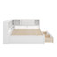 Structure de lit de jour avec 2 tiroirs et tablettes de rangement, canapé-lit d'angle en bois avec ports USB et DEL-1360286967