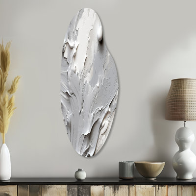 Sophya gris et crème harmonie dans le chaos I - Art mural asymétrique abstrait en métal, impression incurvée en métal gris