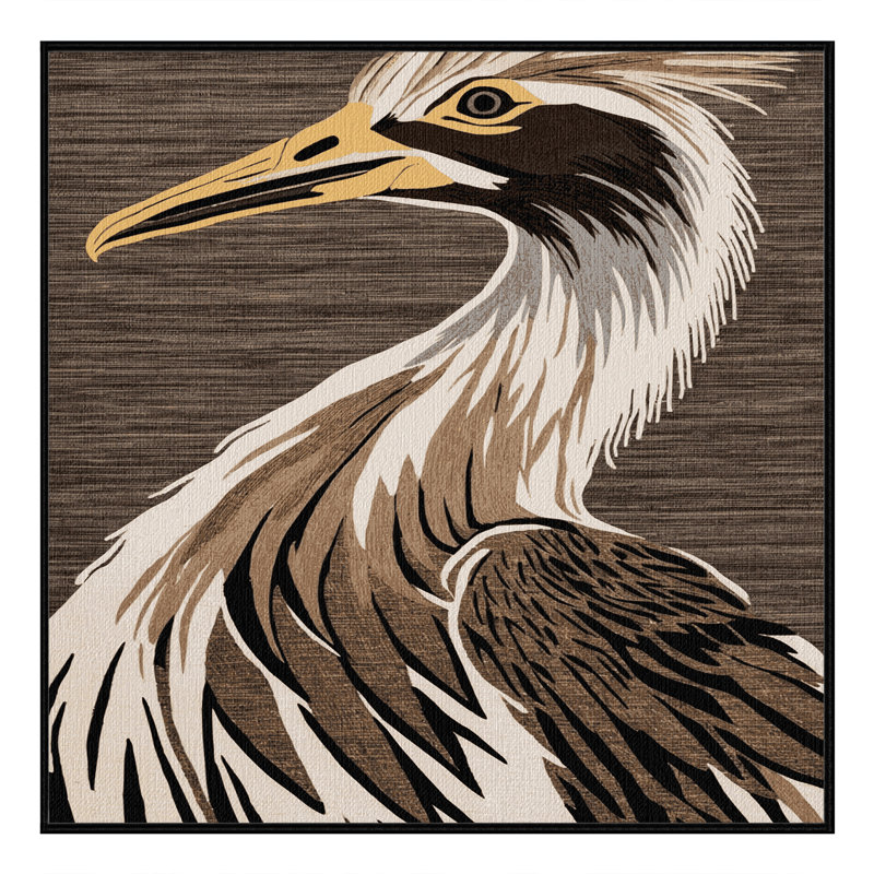 Washable Kori Bustard Wildlife Area Rug, Square 5'