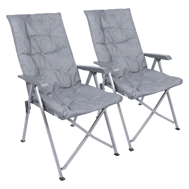 Harbour Housewares - Padded Reclining Folding Chairs, Grey