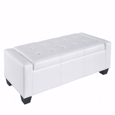 Faux Leather Rectangular Tufted Storage