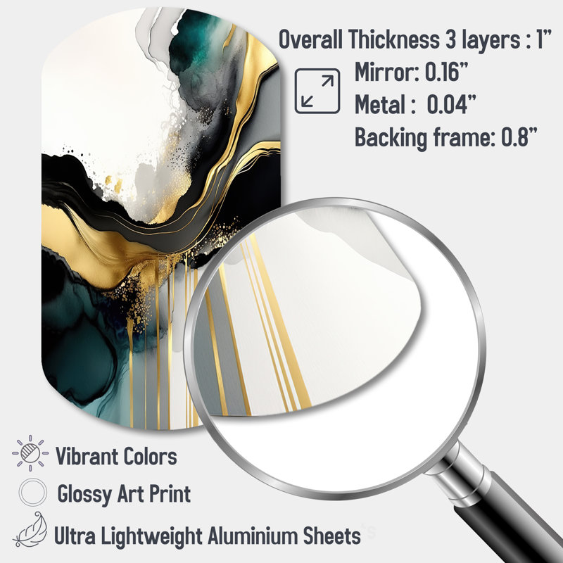 Abstract Geode Marble White And Gold V - Cylinder Abstract Marble Metal Art, Asymmetrical Metal Wall Sculpture Print