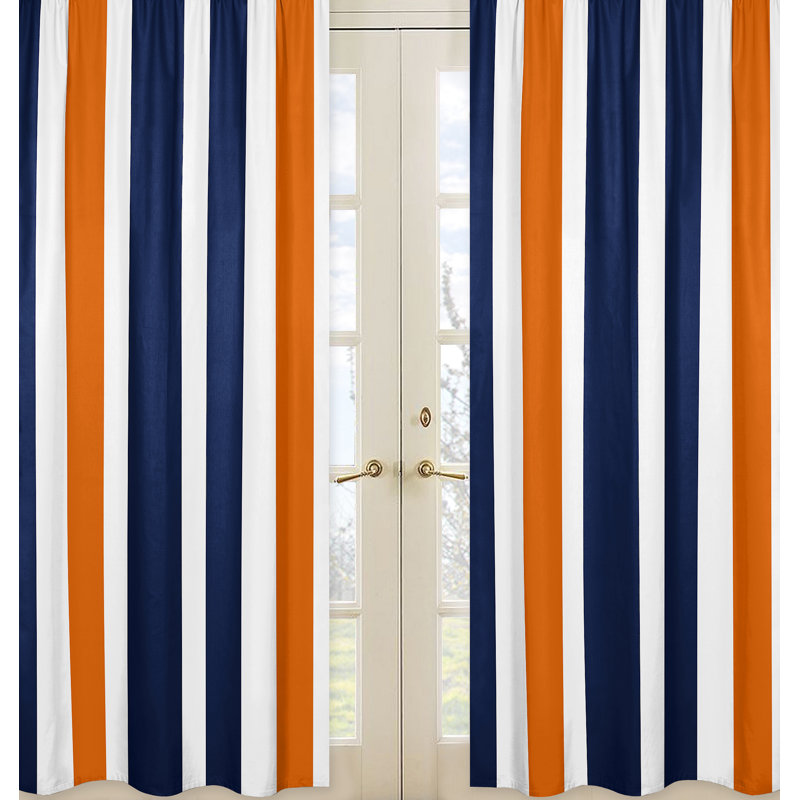 Stripe Solid Semi-Sheer Rod Pocket Curtain Panels