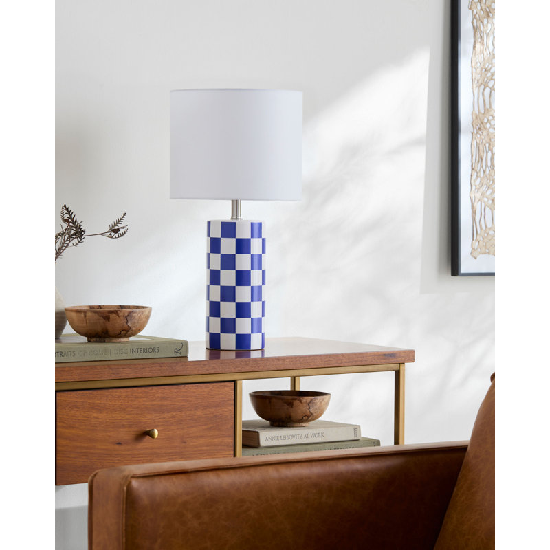 Janie Table Lamp, Blue, White