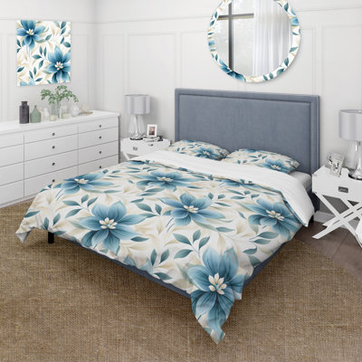 Tranquil Patterns - Ensemble de housse de couette à motif floral - Microfibre de polyester