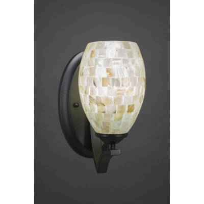 Zilo Wall Sconce Shown With 5" Ivory Glaze Seashell Glass