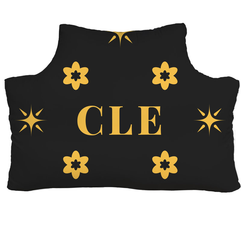 Oreiller Cleveland Basketball, Noir, jaune, basketball Cleveland, Grand 59,5 po x 29,5 po, Tête de lit oreiller grand