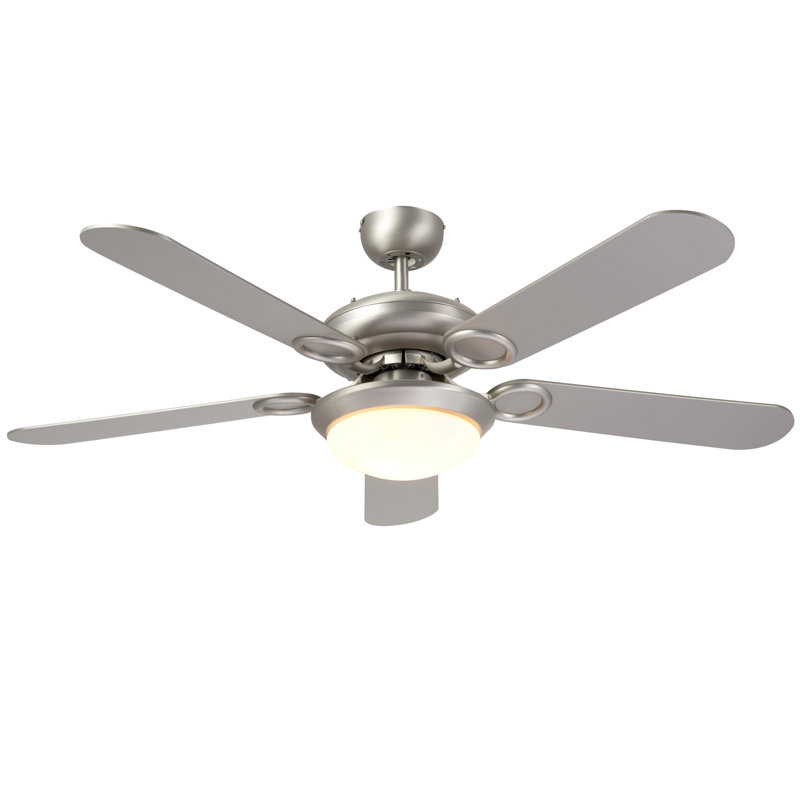 52'' Ceiling Fan with Light Kit, Silver with Walnut/Silver Blades