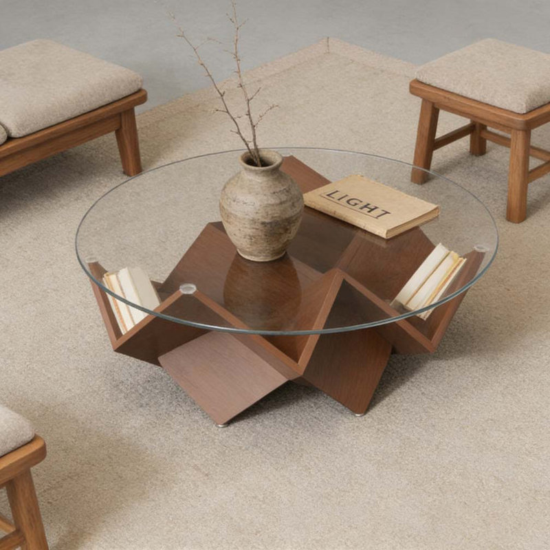 Table basse avec plateau en verre ound
