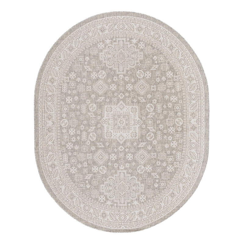 Danera Geometric Indoor / Outdoor Rug, Oval 7'10" x 10'