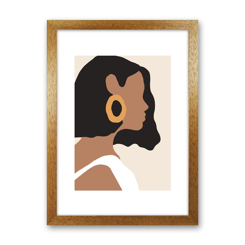 Mica Girl With Earring N6 by Pixy Paper - Print, 84cm H x 59.4cm W x 3cm D, Oak Framed