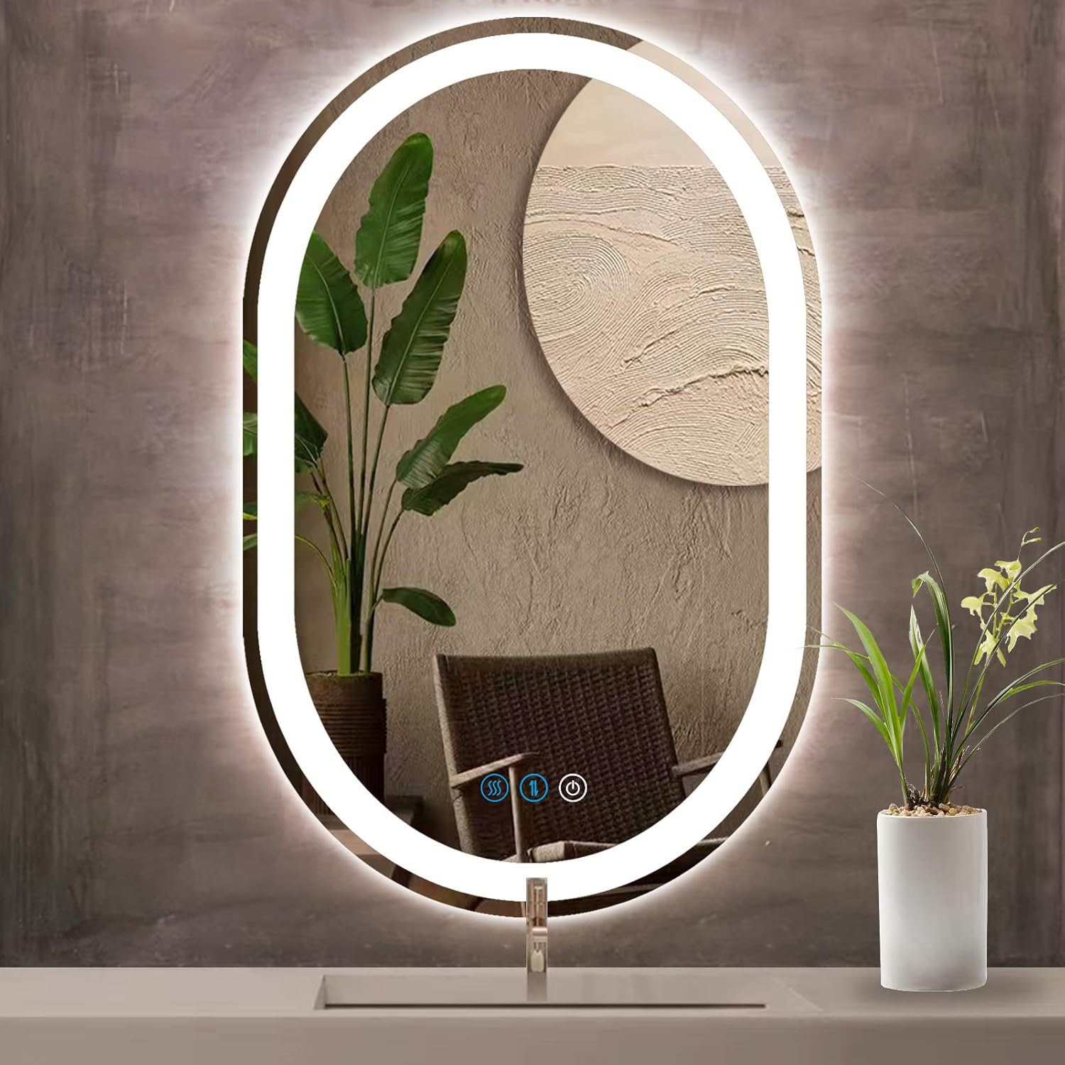 Ivy Bronx 40 X 24 Inch Oval Lighted Led Bathroom Mirror With Lights 3 ...