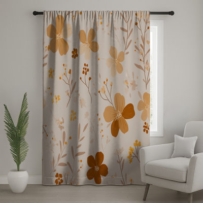 Floral Window Curtains, Nature Sheer & Blockout Curtains - 1 Panel