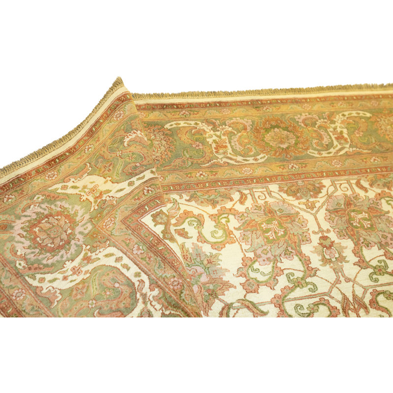 Tapis noir et vert noué à la main de haute qualité