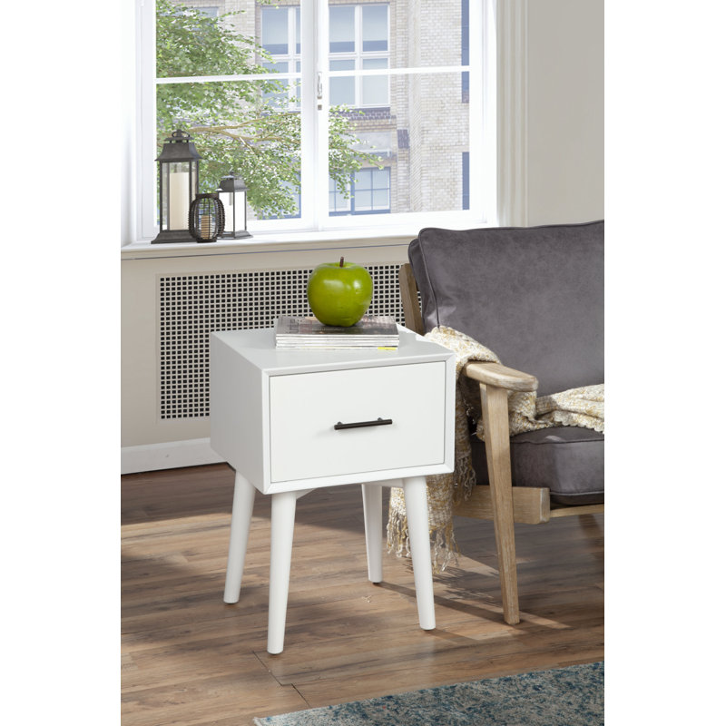 Table de bout avec rangement Williams, Blanc