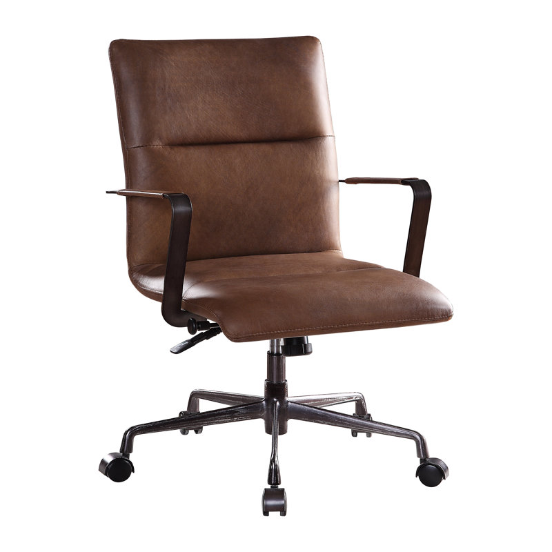 Chaise de bureau pivotante en cuir Jermelle