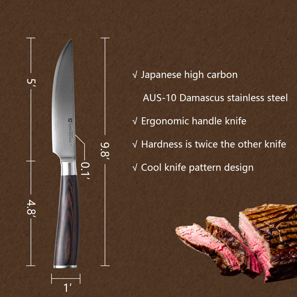 Kitchen Knives Set of 4 Japanese Damascus Style Stainless Steel Sharp Chef  Knife