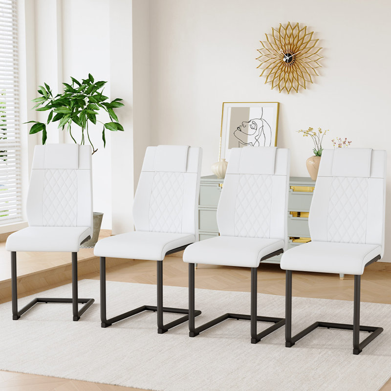 Chaises de salle à manger modernes, 4, Noir, Blanc