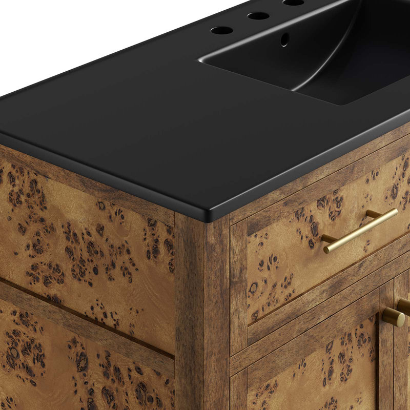 Modway Elysian 48'' Free Standing Single Bathroom Vanity with Manufactured Wood Top, Brown, Black