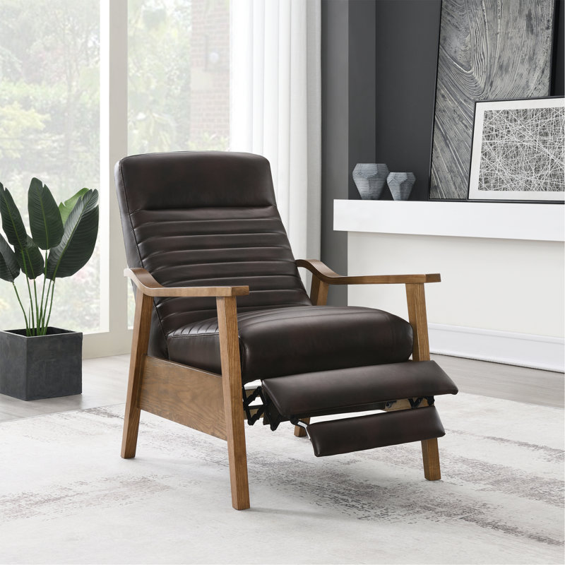Fauteuil inclinable à accoudoirs en bois, Brun