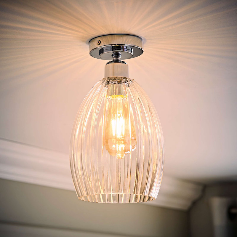 Glass Flush Mount, Polished Chrome
